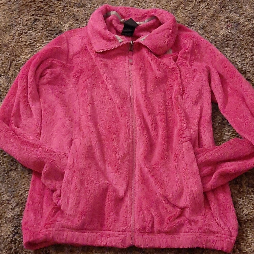 Pink, fuzzy North Face Jacket